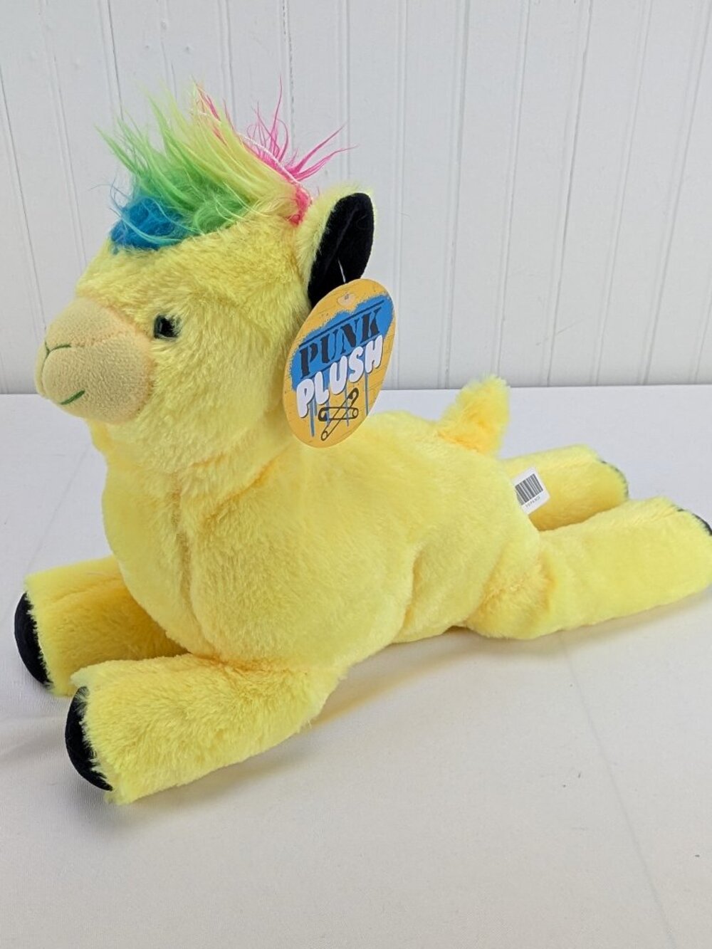 A&A Global Neon Yellow Llama Punk Plush 14" Stuffed Animal 2023 Rainbow Hair